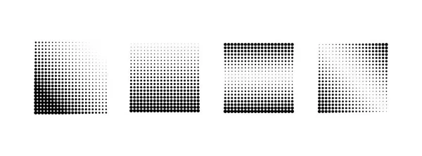 Pozadí efektu polotónování. Sada vektorů abstraktních monochromatických přechodů. Prvky návrhu — Stockový vektor