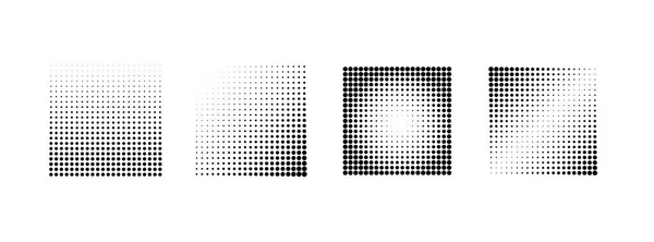 Muestras de efecto de medio tono. Conjunto de cuadrados de gradiente de medio tono vectorial. Elementos de diseño — Archivo Imágenes Vectoriales