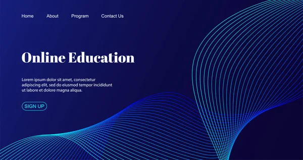 Modèle de page d'accueil d'éducation en ligne. Contexte abstrait vectoriel pour l'école e-learning — Image vectorielle