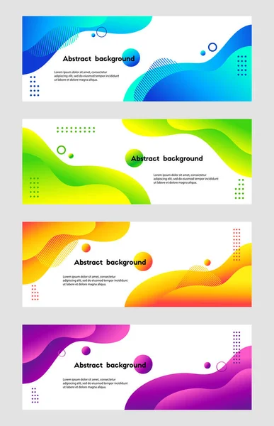 Liquid abstract vector backgrounds. Set of fluid banner templates for social media, web sites. Wavy shapes — Stock Vector