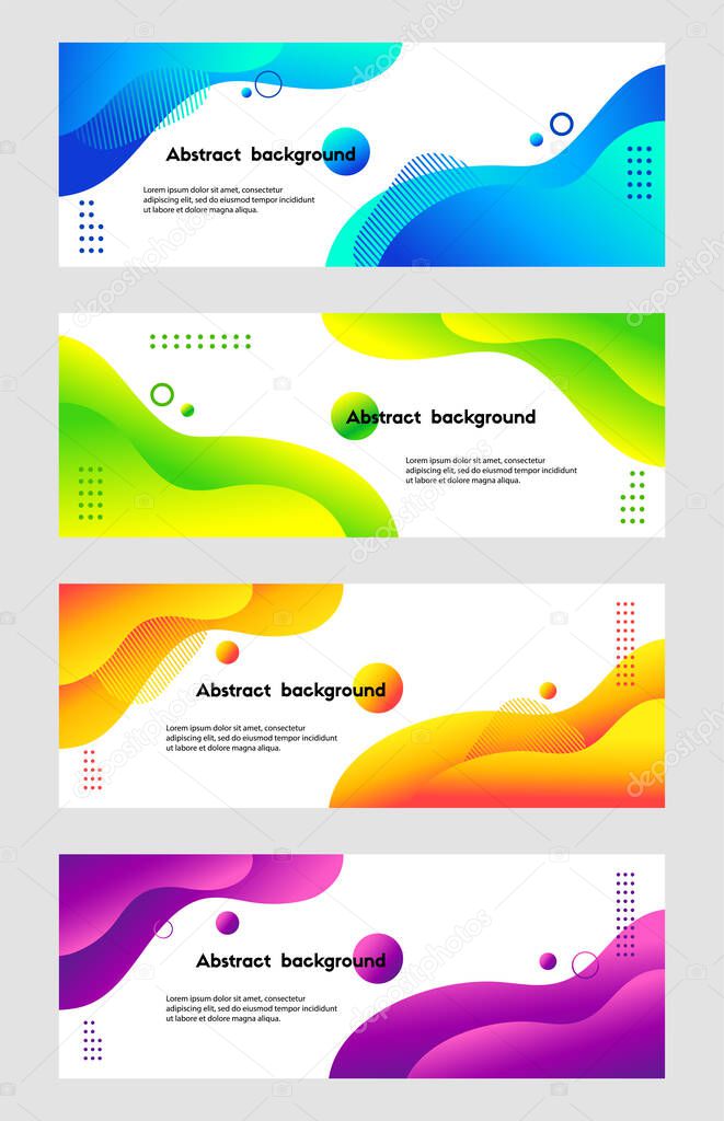 Liquid abstract vector backgrounds. Set of fluid banner templates for social media, web sites. Wavy shapes