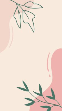 Sosyal medya hikayeleri için soyut organik vektör şablonu. Moda el çizimi en az pastel renk arkaplanı