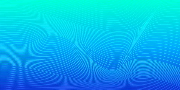 Türkis-blauer Farbverlauf abstrakter Vektorhintergrund mit dynamischen Wellenlinien. Hintergrund für Banner, Präsentationen, Cover — Stockvektor