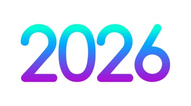 Yeni yıl tebrik kartı, takvim, afiş ve afişler için 2026 renk eğimli vektör sayısı