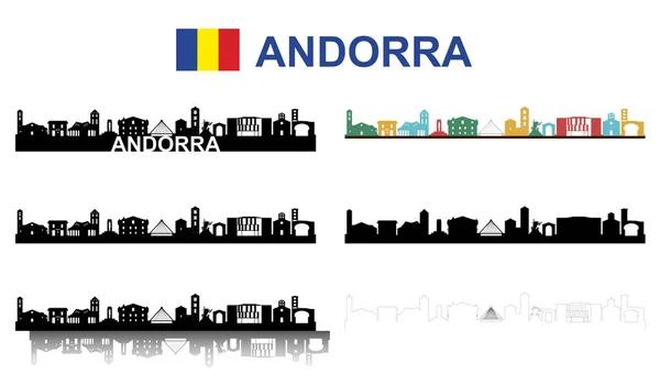 Andorra Vella Silhouette — Vettoriale Stock