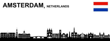 Amsterdam, Hollanda manzarası/siluet