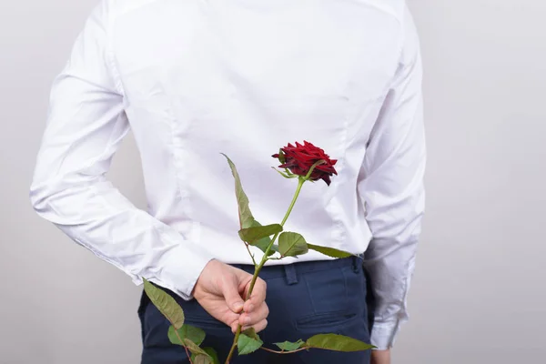 Conceito Proposta Casamento Retrato Foto Close Recortado Atrás Visão Traseira — Fotografia de Stock