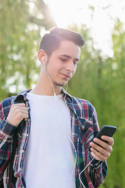 Vertical photo portrait of handsome cheerful funky calm curious — Stock Photo, Image