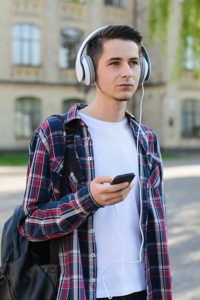 Vertical  photo portrait of handsome focused clever with modern — Stock Photo, Image