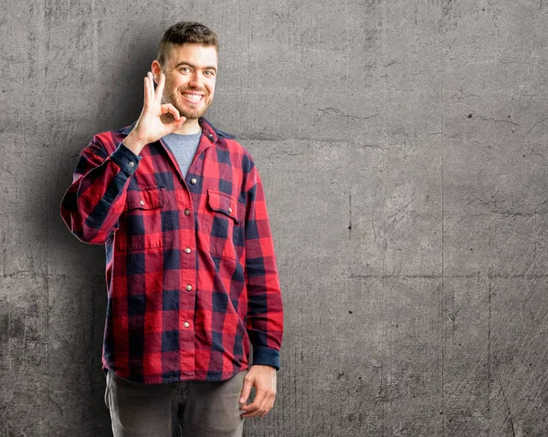 Young Handsome Man Doing Sign Hand Approve Gesture — Stock Photo, Image