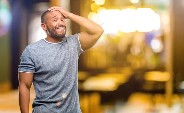 Hombre Afroamericano Con Barba Aterrorizada Nerviosa Expresando Ansiedad Gesto Pánico —  Fotos de Stock