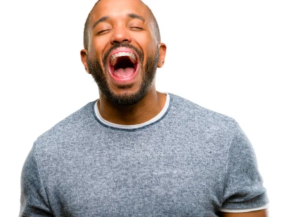 African American Man Met Baard Stressvolle Doodsbang Paniek Schreeuwen Geërgerde — Stockfoto