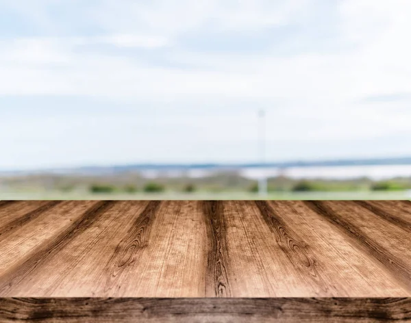 Tom Träbord Styrelsen Framför Suddig Bakgrund Kan Användas För Visning — Stockfoto