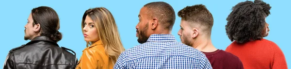 Group Mixed People Women Men Backside Rear View — Stock Photo, Image
