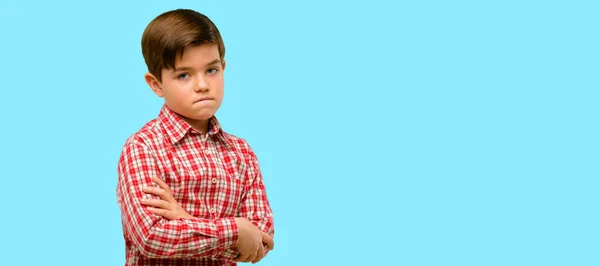 Handsome Toddler Child Green Eyes Nervous Scared Biting Lips Looking — Stock Photo, Image