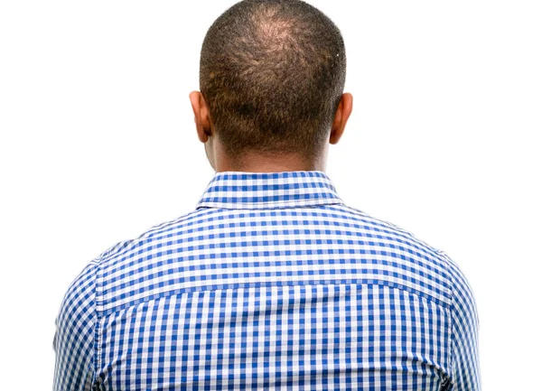 African American Man Met Baard Achterkant Achteraanzicht Geïsoleerd Witte Achtergrond — Stockfoto