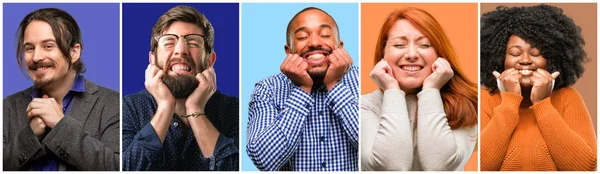 Grupo Pessoas Legais Mulher Homem Confiante Feliz Com Grande Sorriso — Fotografia de Stock