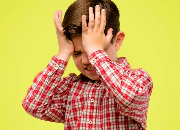 Handsome Toddler Child Green Eyes Terrified Nervous Expressing Anxiety Panic — Stock Photo, Image