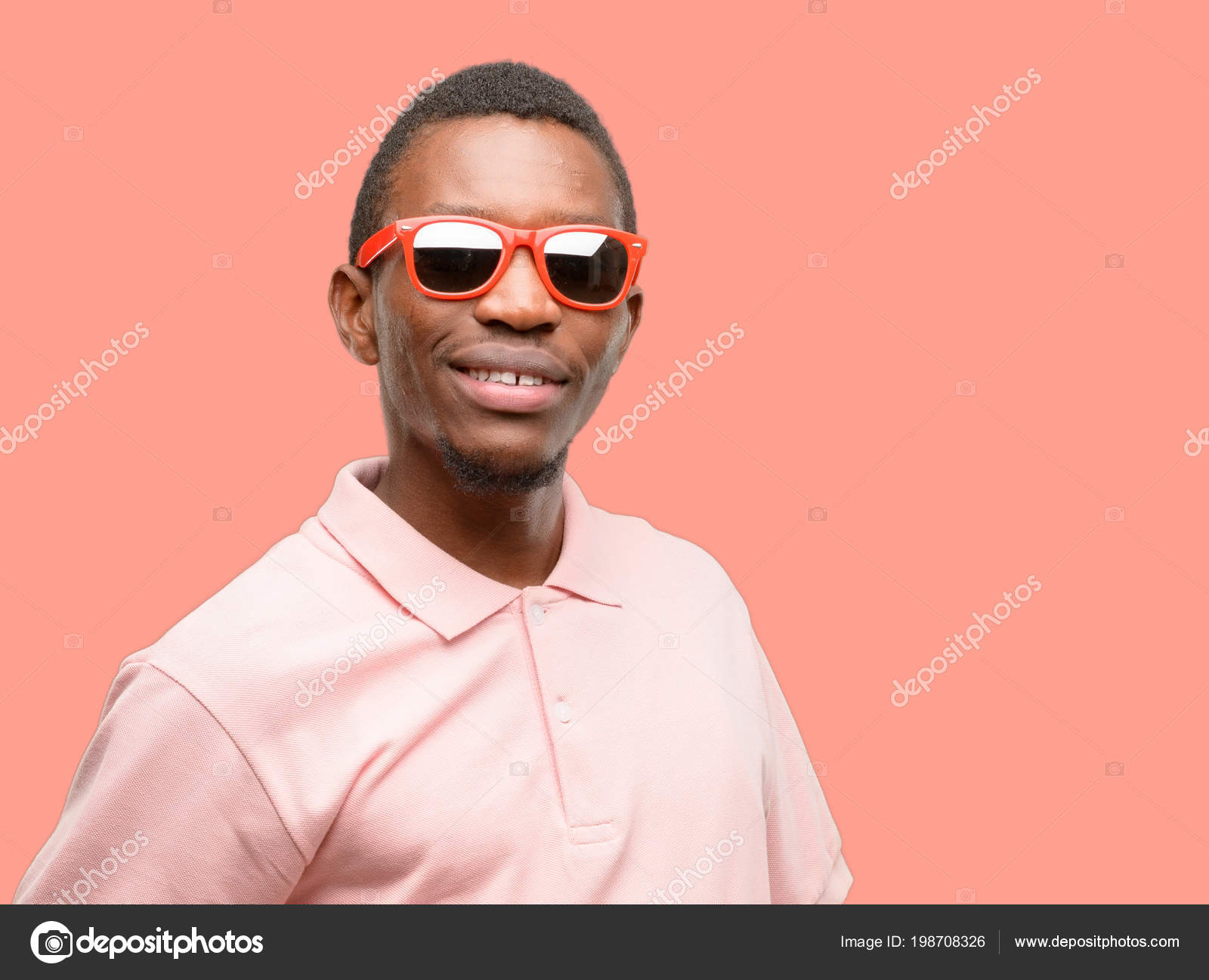 African Black Man Wearing Sunglasses Confident Happy Big Natural