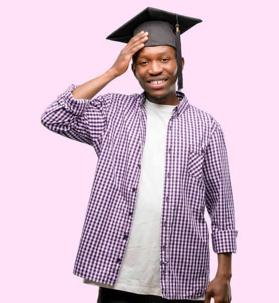 Mladí Africké Postgraduální Student Černý Muž Vyděšený Nervózní Vyjadřuje Úzkost — Stock fotografie