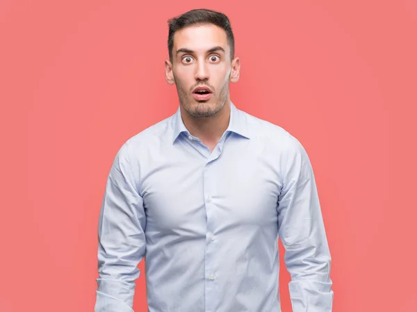 Handsome Young Businessman Afraid Shocked Surprise Expression Fear Excited Face — Stock Photo, Image