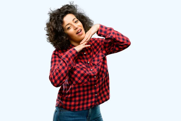 Beautiful Arab Woman Happy Surprised Cheering Expressing Wow Gesture — Stock Photo, Image