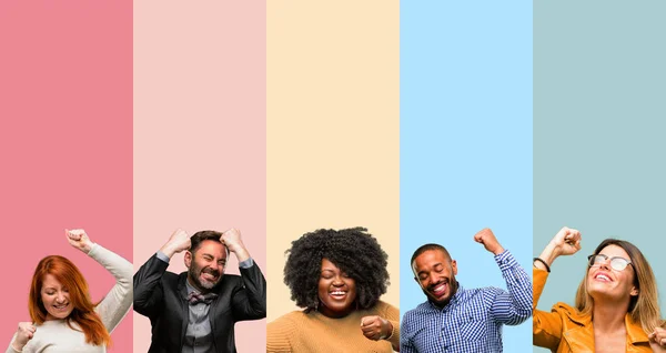 Cool Group People Woman Man Happy Excited Expressing Winning Gesture — Stock Photo, Image