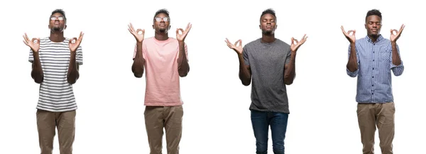 Colagem Homem Afro Americano Vestindo Roupas Diferentes Relaxar Sorrir Com — Fotografia de Stock