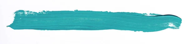 Turquoise Penseelstreek Geïsoleerd Witte Achtergrond — Stockfoto
