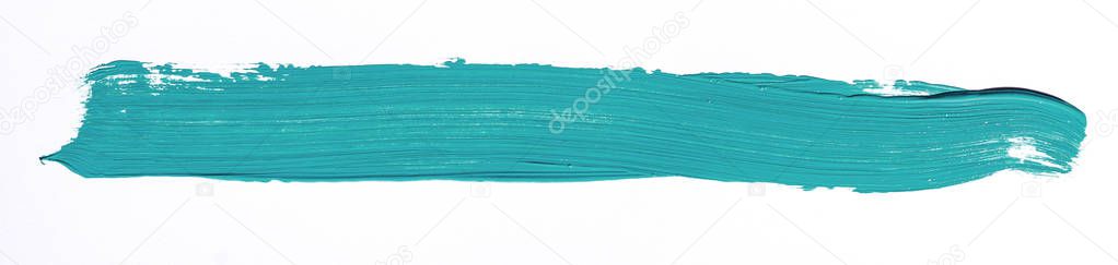 Turquoise brush stroke isolated over white background