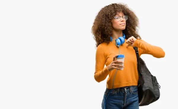 African American Student Woman Proud Excited Arrogant Pointing Victory Face — Stock Photo, Image