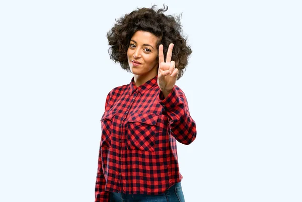 Beautiful Arab Woman Raising Fingers Number Two — Stock Photo, Image