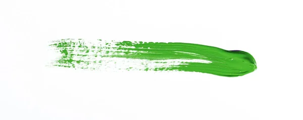 Gröna Penseldraget Isolerade Över Vit Bakgrund — Stockfoto