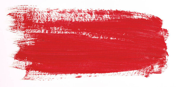 Красный штрих кисти на белом фоне
