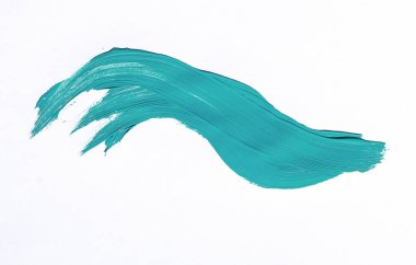 Beyaz arka plan üzerinde izole turkuaz fırça darbesi