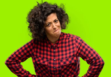 Güzel Arap kadın şüphe ifade, şaşırtmak ve kavramı, belirsiz gelecek merak ediyorum