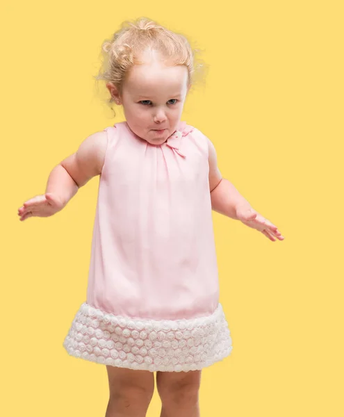 Beautiful Blonde Toddler Gesturing — Stock Photo, Image
