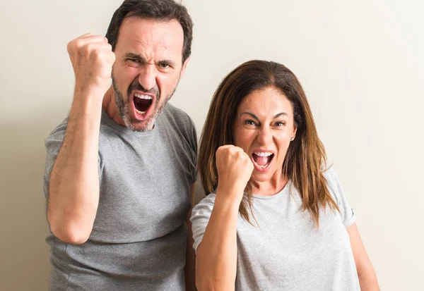 Middle Age Couple Woman Man Annoyed Frustrated Shouting Anger Crazy — Stock Photo, Image