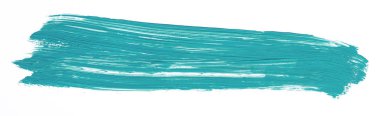 Beyaz arka plan üzerinde izole turkuaz fırça darbesi