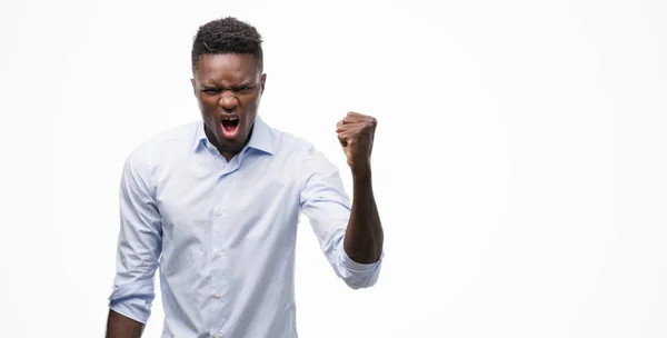 Joven Hombre Afroamericano Vistiendo Una Camisa Molesta Frustrada Gritando Con —  Fotos de Stock