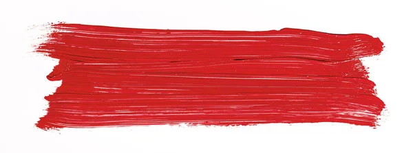 Röd Penseldraget Isolerade Över Vit Bakgrund — Stockfoto