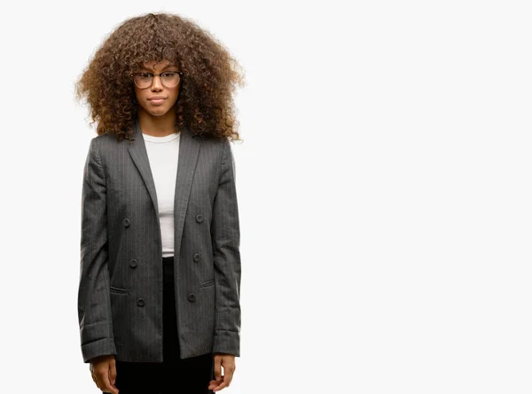 Αφρικανική Αμερικανική Γυναίκα Που Φοράει Γυαλιά Κατάθλιψη Και Ανησυχία Για — Φωτογραφία Αρχείου