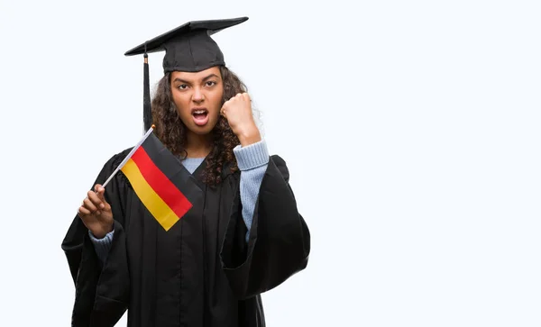 Fiatal Spanyol Visel Érettségi Egységes Zászlaja Németország Bosszús Csalódott Kiabálás — Stock Fotó
