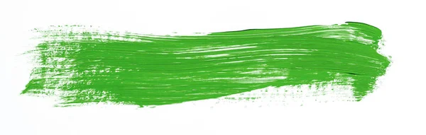 Green Brush Stroke Isolated White Background — Stock Photo, Image