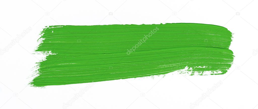 Green brush stroke isolated over white background
