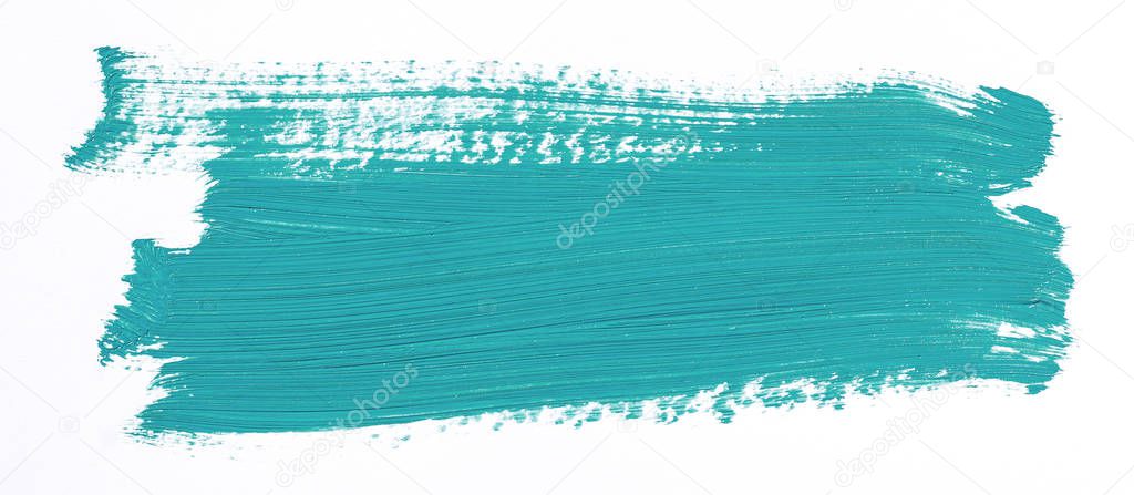 Turquoise brush stroke isolated over white background