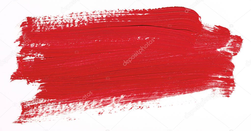 Red brush stroke isolated over white background