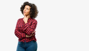 Düşünme ve şüphe ve merak ifade arıyorum güzel Arap kadın