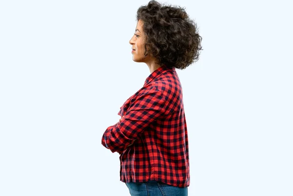 Beautiful Arab Woman Crossed Arms Confident Happy Big Natural Smile — Stock Photo, Image