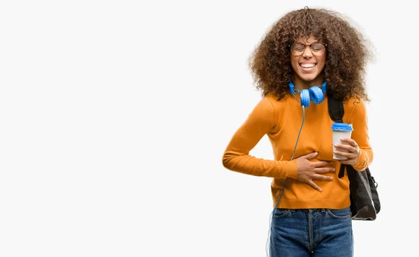 Afro Américaine Étudiant Femme Confiant Heureux Avec Grand Sourire Naturel — Photo